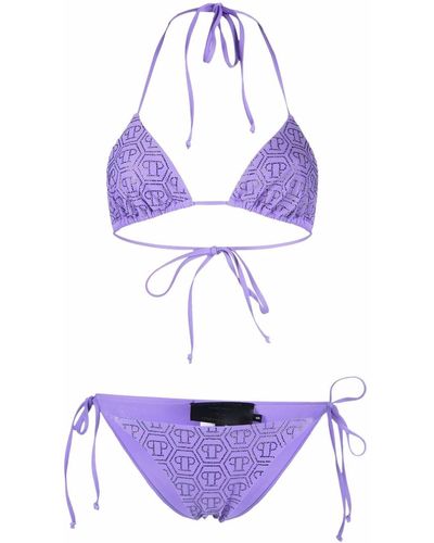 Philipp Plein Bikini Monogram Two Piece - Purple