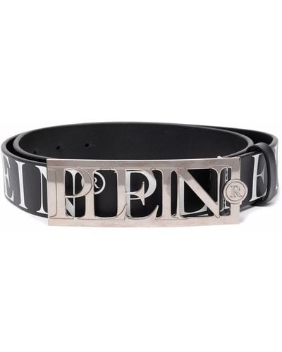 Philipp Plein Logo-lettering Buckle Belt - Black