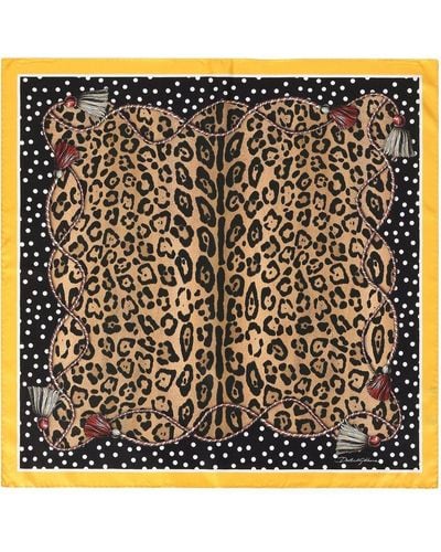Dolce & Gabbana Leopard-print Silk Scarf - Brown