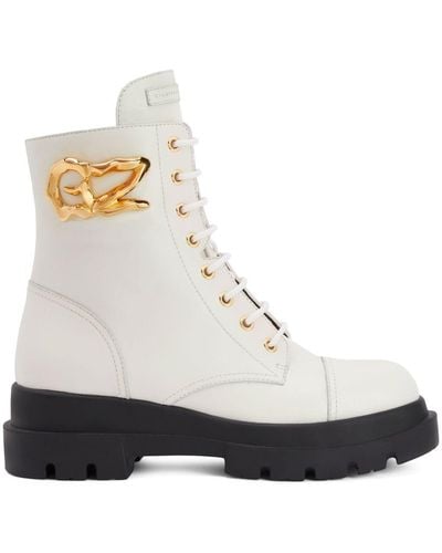 Giuseppe Zanotti Tankie Leather Ankle Boots - White