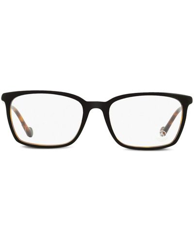 Moncler Tortoiseshell-effect rectangular-frame glasses - Marrón
