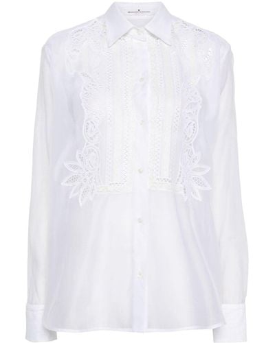 Ermanno Scervino Cut-out Detail Semi-sheer Blouse - White