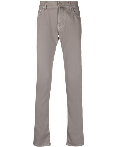 Jacob Cohen Logo-patch Straight-leg Trousers - Grey