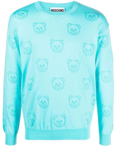 Moschino Pullover mit Teddy-Print - Blau