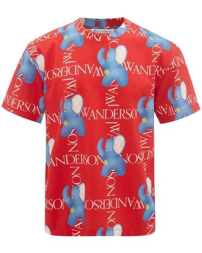 JW Anderson T-shirt oversize à imprimé éléphant - Rouge