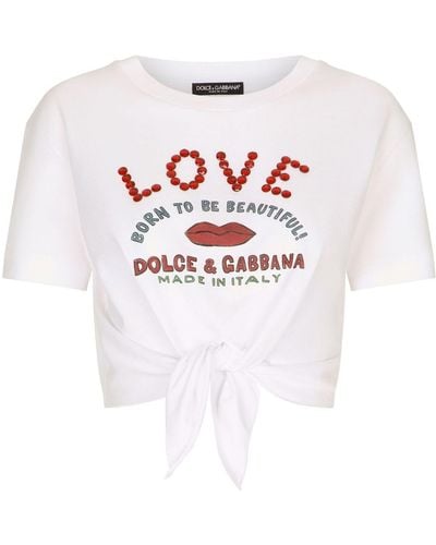 Dolce & Gabbana ホワイト クロップド Tシャツ