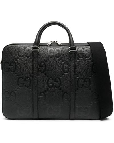 Gucci Maletín para portátil con logo en relieve - Negro