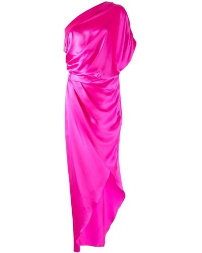 Michelle Mason アシンメトリードレープドレス - ピンク