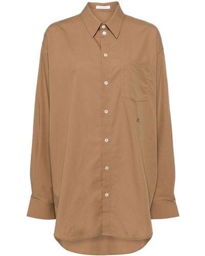 Helmut Lang Logo-embroidered Cotton Shirt - Brown