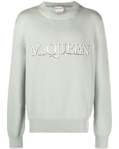 Alexander McQueen Pullover mit Logo-Stickerei - Grau