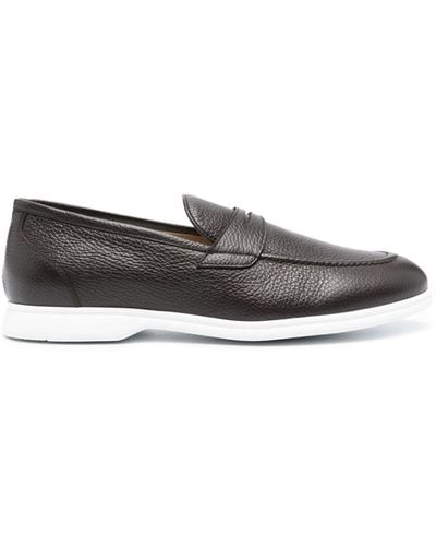 Kiton Penny-slot Leather Loafers - Gray