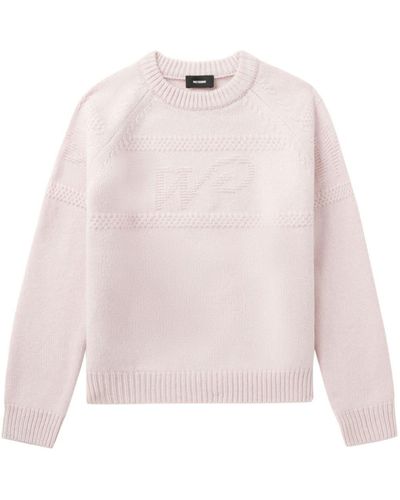 we11done Logo-embroidered wool jumper - Rosa