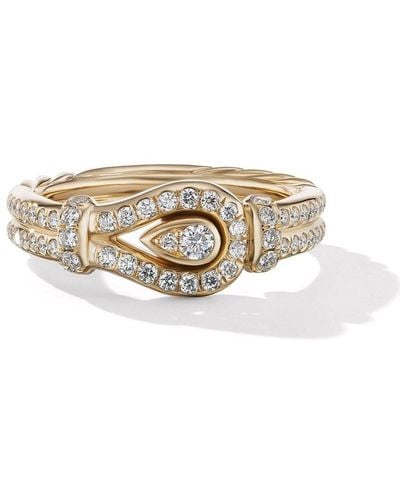 David Yurman 18kt Yellow Gold Thoroughbred Loop Diamond Ring - White