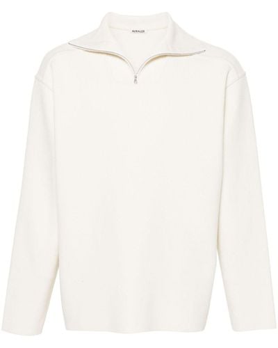AURALEE Zip-up Milano-knit Sweater - White
