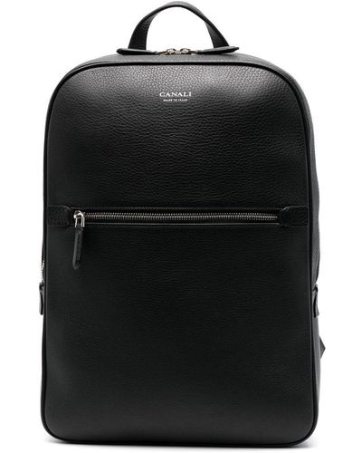 Canali Embossed-logo Detail Backpack - Black