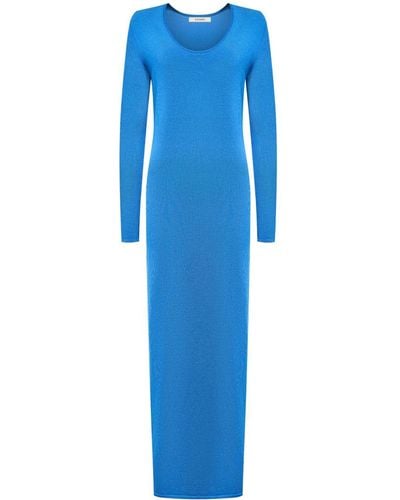 12 STOREEZ Long-sleeve Fine-knit Maxi Dress - Blue
