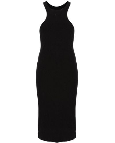 Nike Ribgebreide Midi-jurk - Zwart