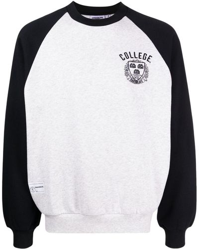 Chocoolate College-embroidery Cotton-blend Sweatshirt - Black