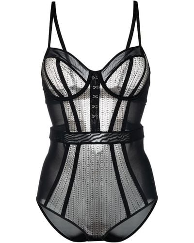 Chantal Thomass Structured Lace Bodysuit - Black