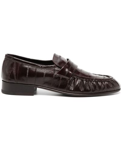 The Row 20mm Ruched Leather Loafers - Bruin
