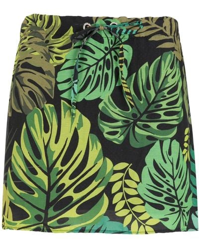 Amir Slama Tropical Print Skirt - Green