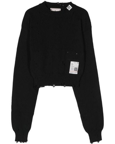 Maison Mihara Yasuhiro Distressed Cropped Sweater - Black