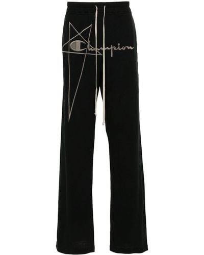 Rick Owens X Champion Dietrich Logo-embroidered Track Pants - Zwart