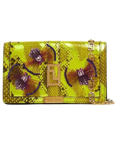 Versace Snakeskin-effect Leather Purse - Yellow