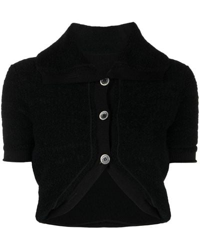 Jacquemus Cropped Knitted Top - Black