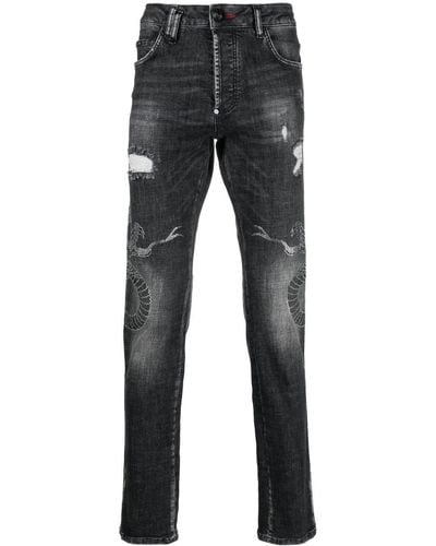 Philipp Plein Jeans con effetto vissuto - Grigio