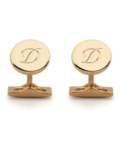 S.t. Dupont 18kt Yellow Gold Logo-engraved Cufflinks - Natural