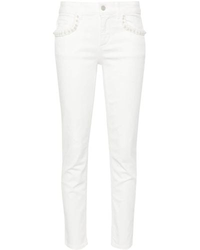 Liu Jo Bead-detail Straight-leg Jeans - White
