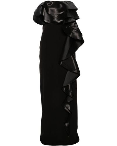 Nissa Ruffled Strapless Gown - Black