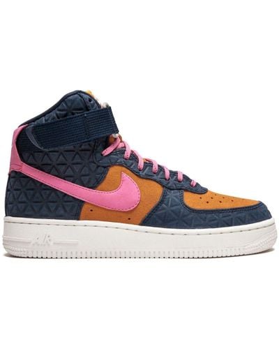 Nike Air Force 1 Hi Prm Suede "dynamic Pink" Sneakers - Blue