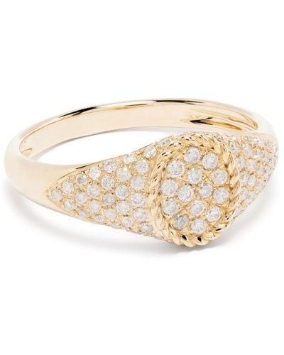 Yvonne Léon 9kt Yellow Gold Baby Chevalier Diamond Signet Ring - Natural