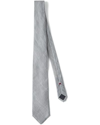 Brunello Cucinelli Cravate à carreaux - Gris