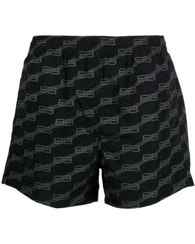 Balenciaga Bb Monogram Swim Shorts - Black