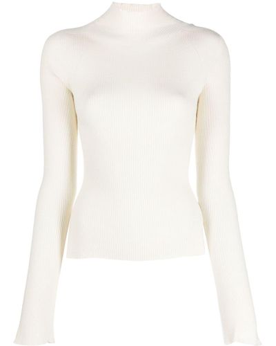 Dondup High-neck Ribbed-knit Jumper - White
