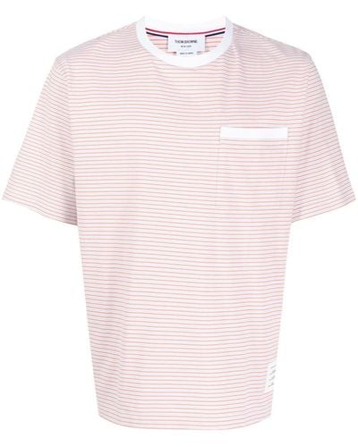 Thom Browne Striped Cotton T-shirt - Pink