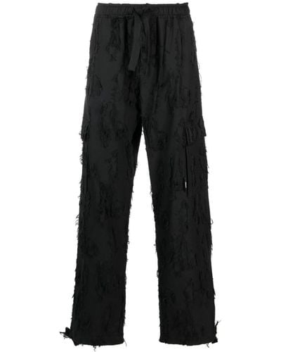 MSGM Distressed-effect Cotton Trousers - Black