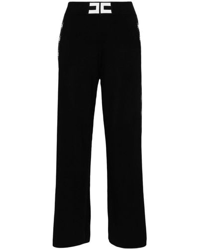 Elisabetta Franchi Logo-jacquard Straight Trousers - Black