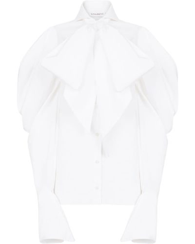 Nina Ricci Pussy Bow-collar Long-sleeve Shirt - White