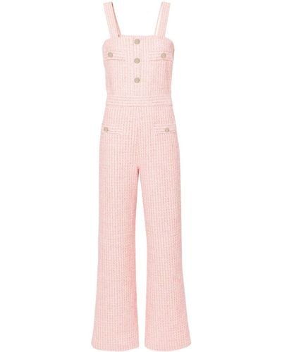 Maje Mouwloze Tweed Jumpsuit - Roze
