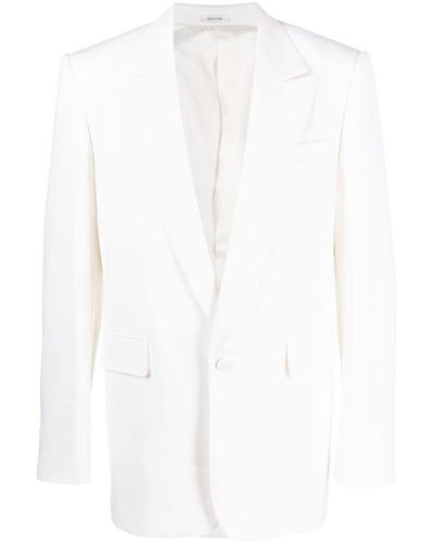 Alexander McQueen Blazer en laine à simple boutonnage - Blanc