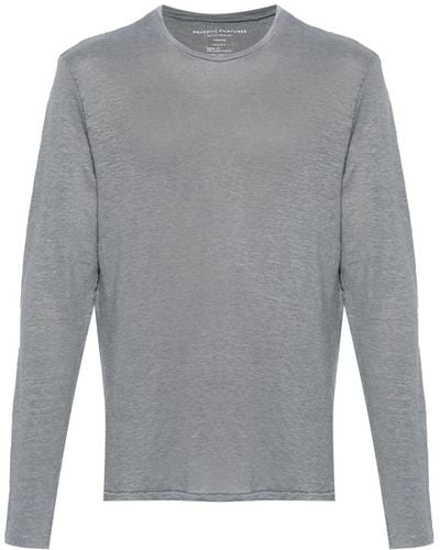 Majestic Filatures Mélange Linen-blend T-shirt - Gray