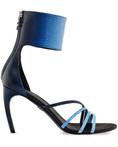 Ferragamo Faded-effect 85mm Leather Sandals - Blue
