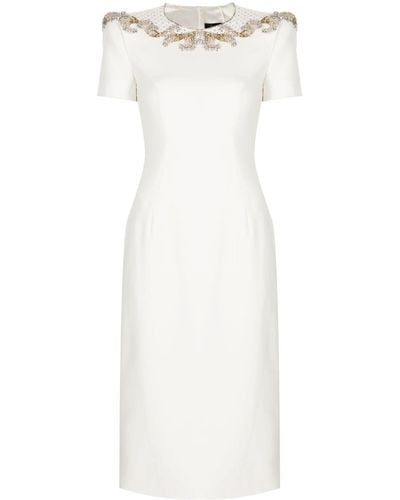 Jenny Packham Robe mi-longue Lima à ornements strassés - Blanc