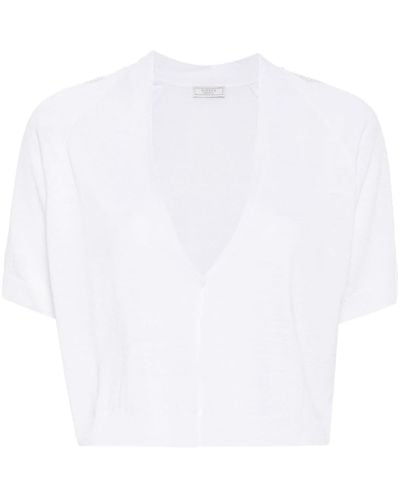 Peserico Cropped-Cardigan mit V-Ausschnitt - Weiß