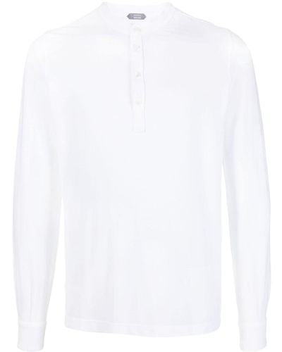 Zanone ノーカラー ポロシャツ - ホワイト
