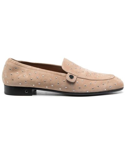 Laurence Dacade Rhinestone-embellished Suede Loafers - Natural